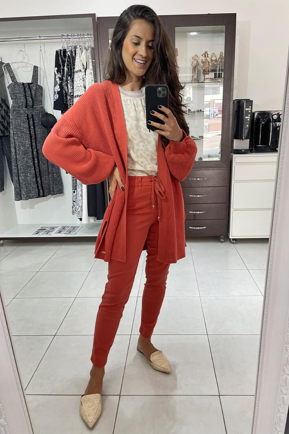 Calça Anselmi Sarja Cordão Skinny Páprica