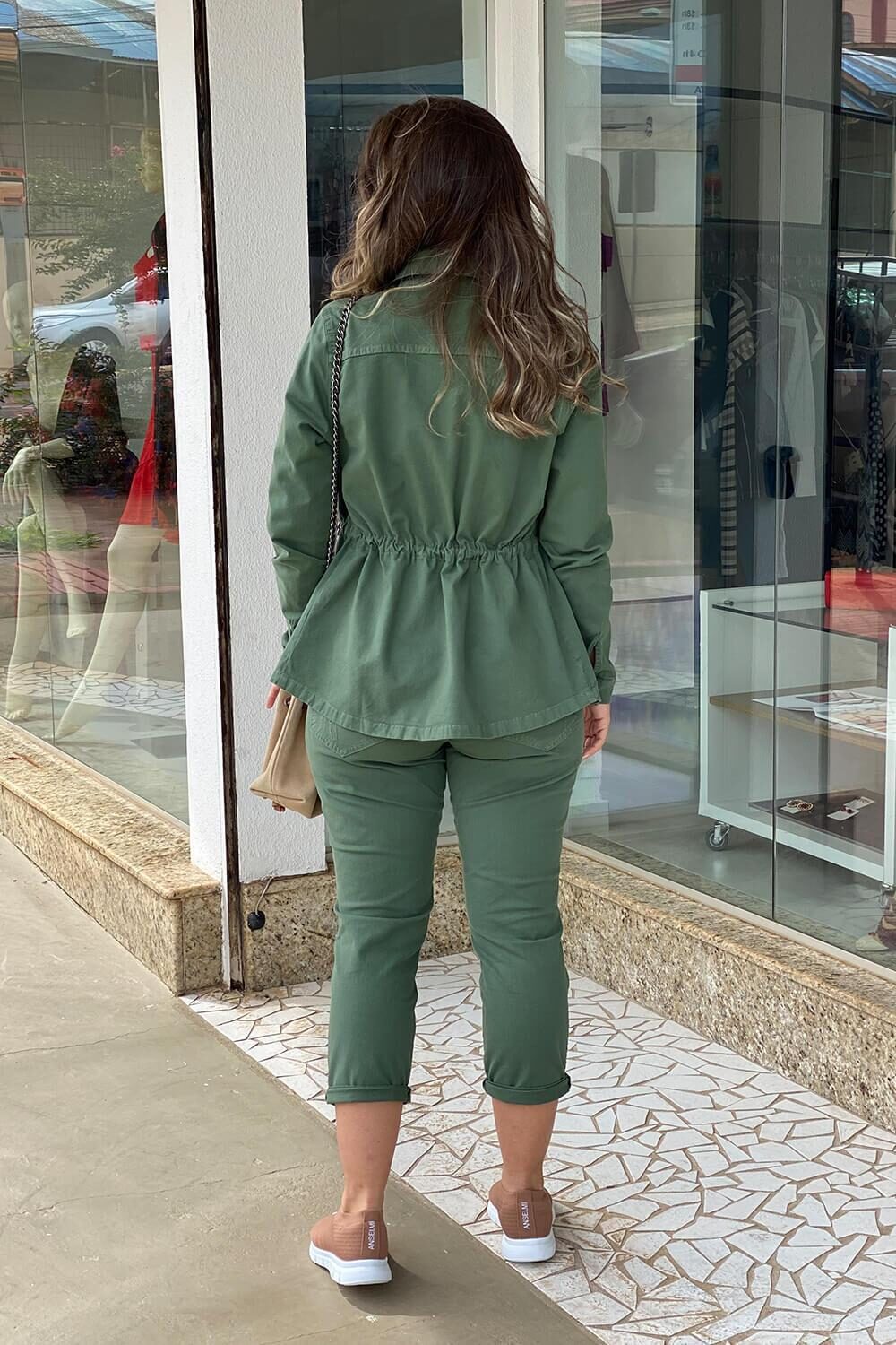 Calça Pantacourt Skinny Verde