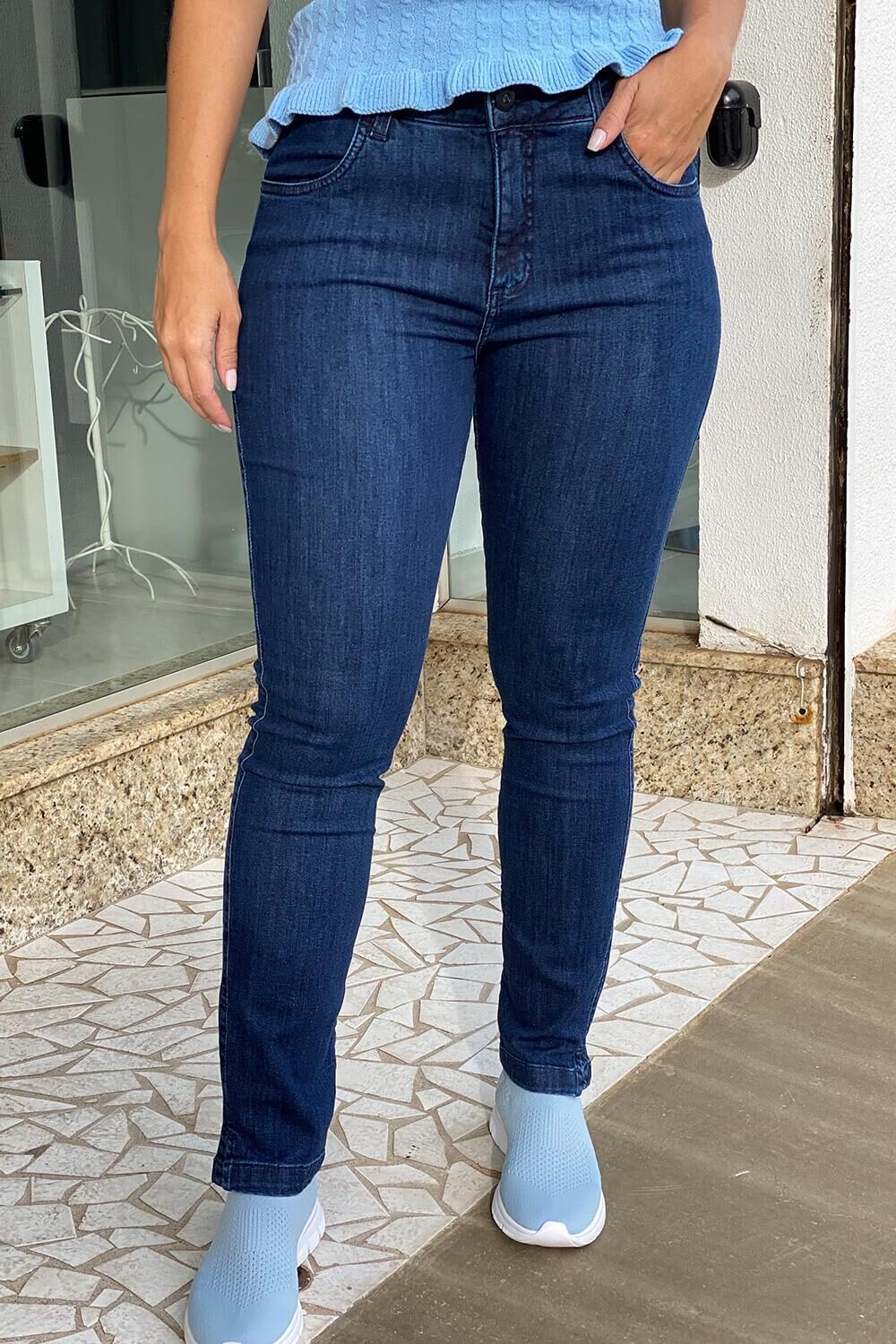 Calça Jeans Indigo Skinny Abertura Barra