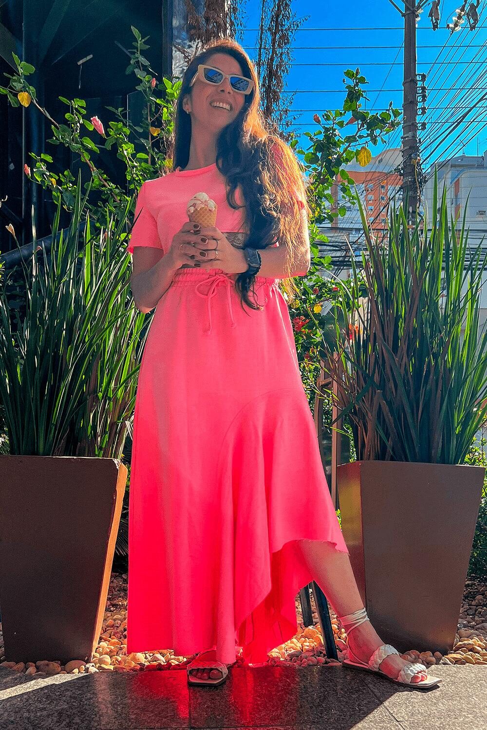 Conjunto Neon Moletinho Rosa