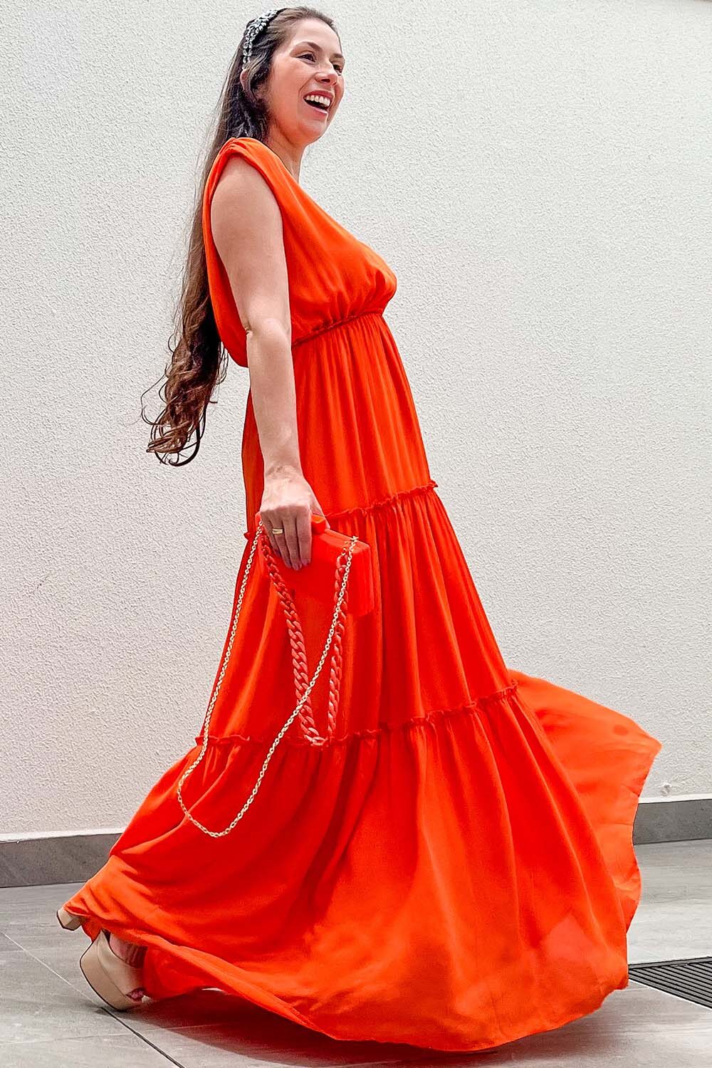 Vestido Longo Carlota Costa Laranja - Image 3