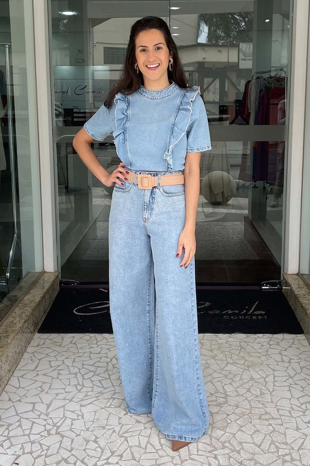 Calça Jeans Pantalona Sly Barra Desfiada